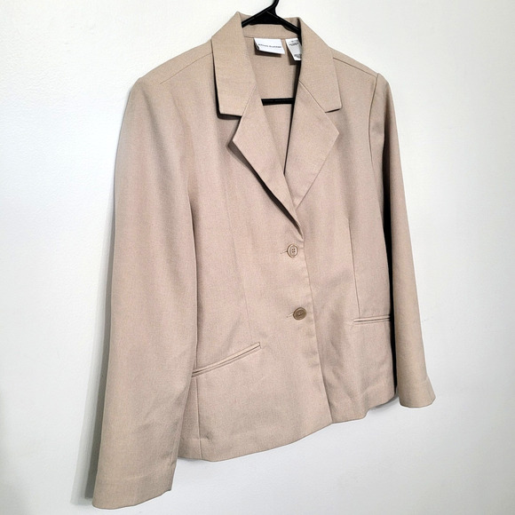 Alfred Dunner Women’s Blazer Size 12 Tan Classic 2-Button Jacket - Picture 1 of 5
